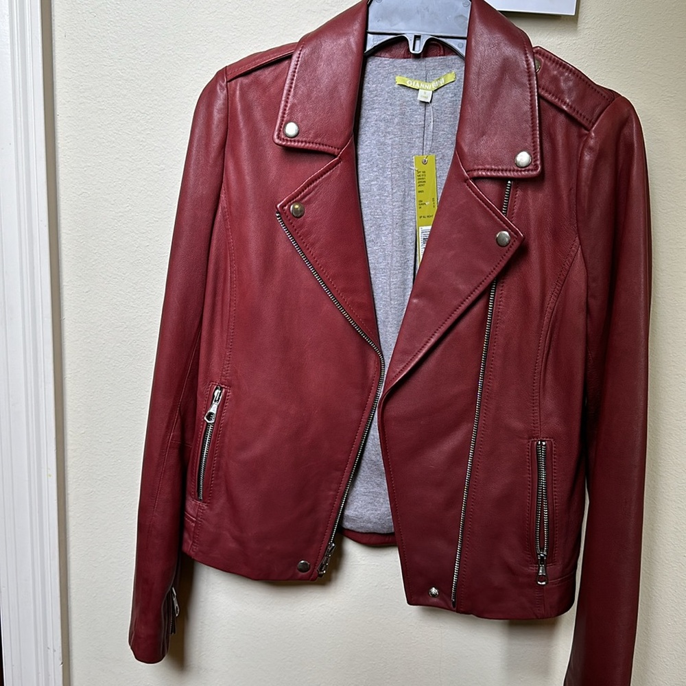 NWT Gianni Bini red leather jacket